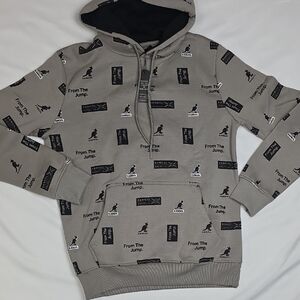 Kangol Logo-Print Hoodie in Gray with Black Accents Small New